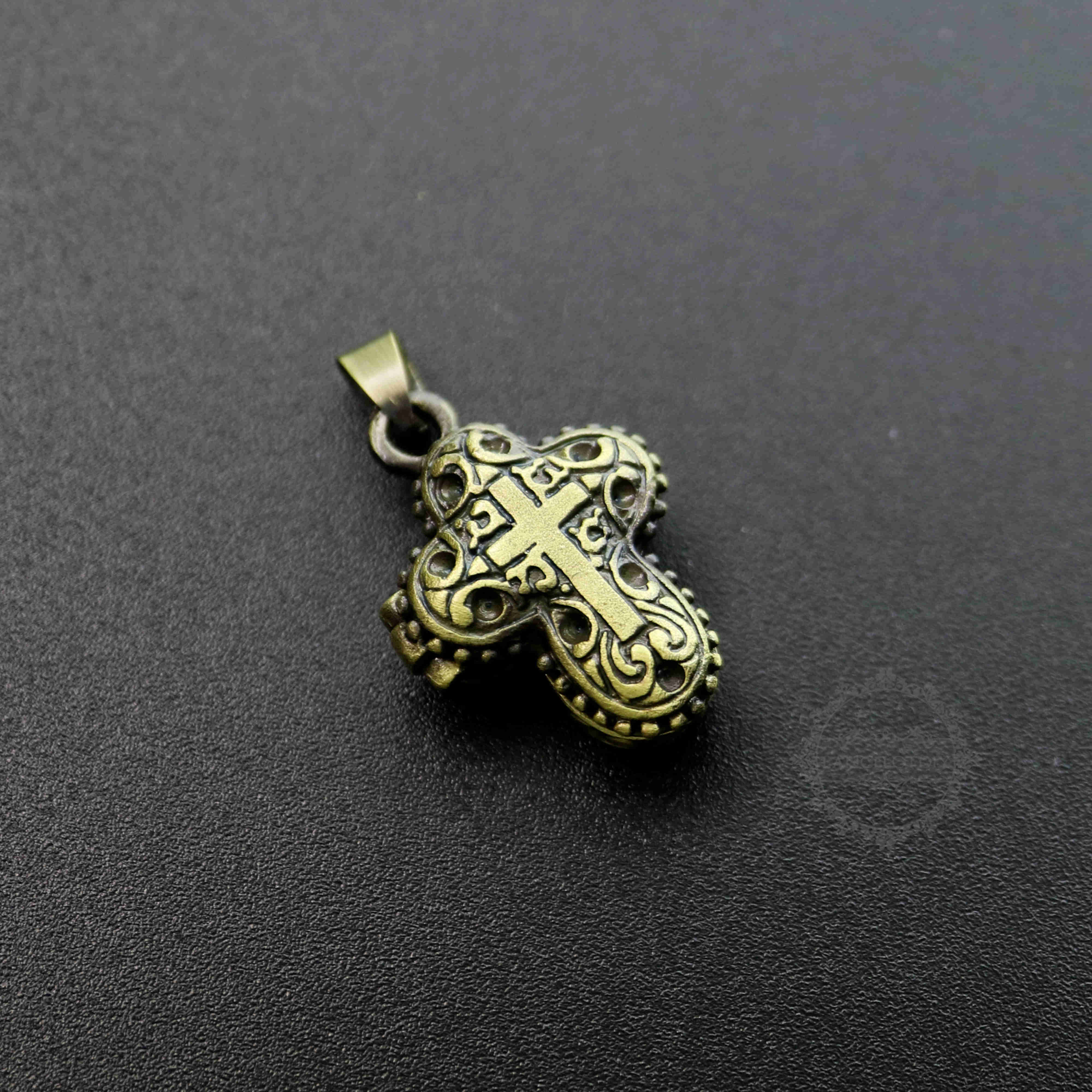 5pcs Pendant DIY Brass Bronze Copper European Antique Style Cross Prayer Box Photo Locket Jewelry - Click Image to Close